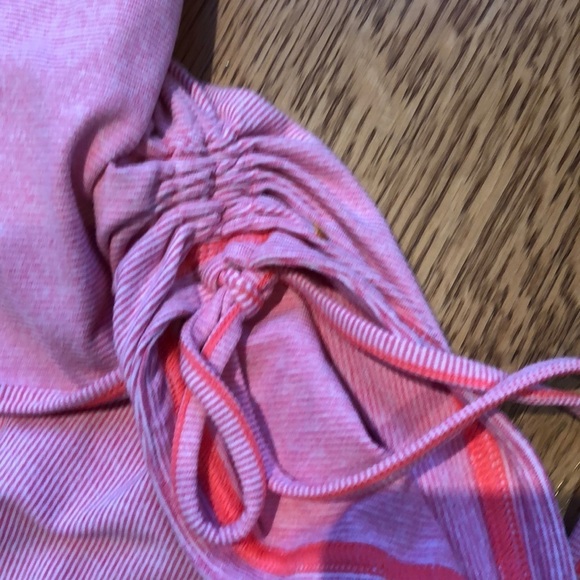 Lucy Activewear Neon Striped Ruched Athletic Top M - Picture 3 of 5